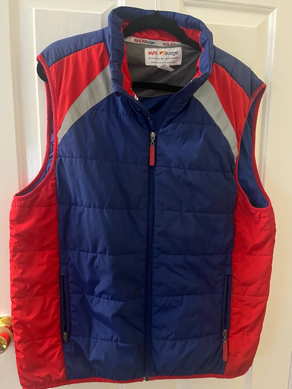 Avis Budget Puffer Vest in Navy and Red Large